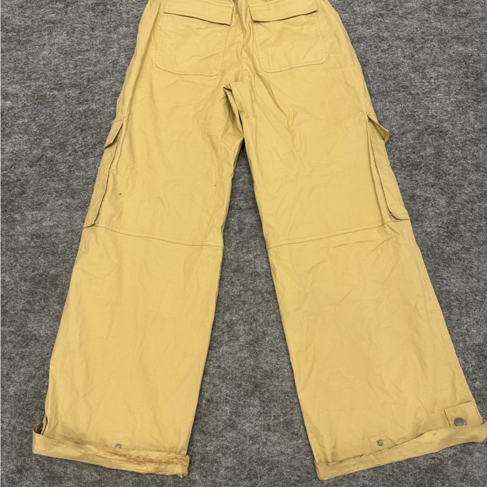 Jonathan Simkhai Luxurious High Rise Wide Leg Elastic Waist Beige Cargo Pants - Picture 2 of 5